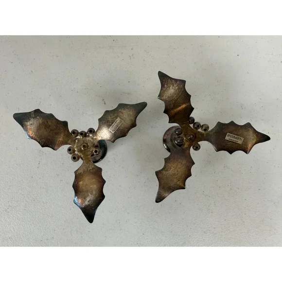 Restoration Hardware Christmas Holly‎ Leaves & Berries Candlesticks Silver Tone - Picture 2 of 5